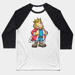 Lion as King with Crown Baseball T-Shirt